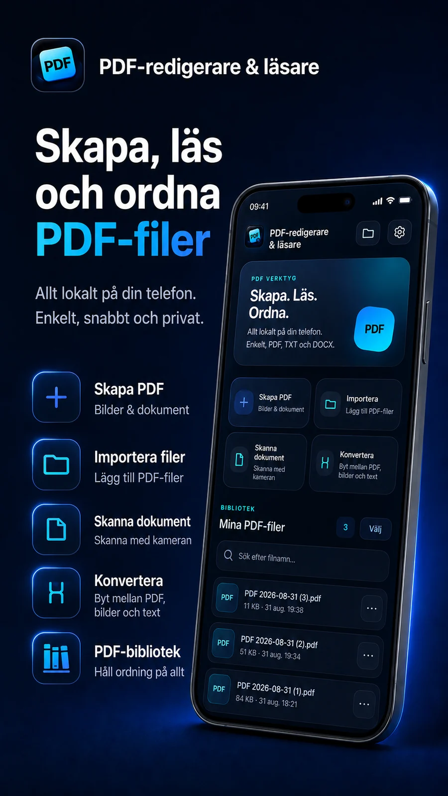 Startsidan i PDF-redigerare & läsare SL