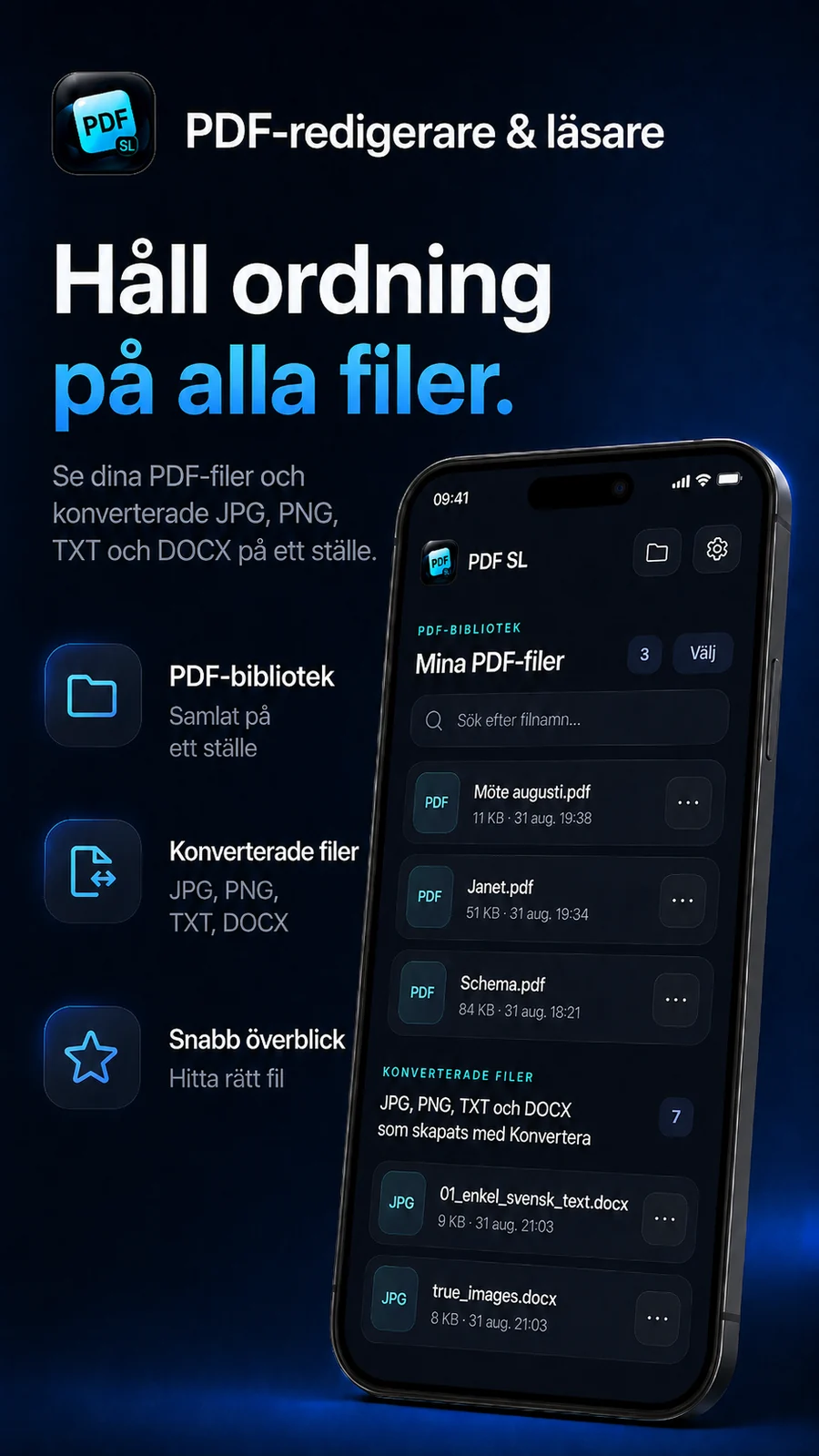 Bibliotek och konverterade filer
